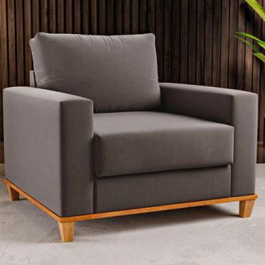 Imagem de Poltrona Itália Veludo Grafite - Viero Móveis, Cinza, Moderno