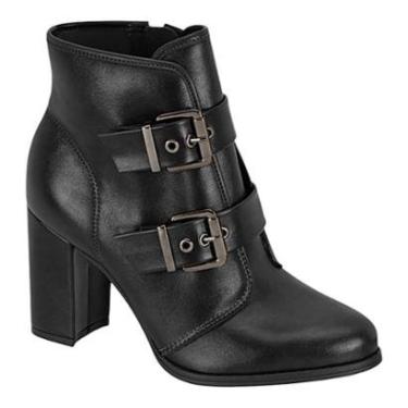 Imagem de Bota Moleca Coturno Fivelas Salto Bloco 5349.102 Preto-Feminino