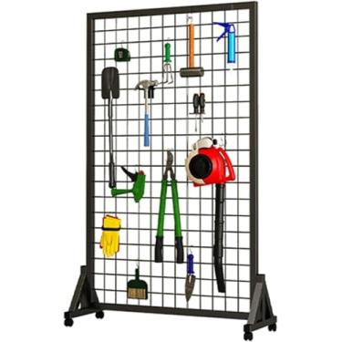 Imagem de Painéis De Parede De Grade Autônoma Grade De Arame Em Pé, Rack De Exibição Móvel, Divisor De Tela De Privacidade, Rack De Exibição De Varejo De Show De Artesanato, Black, 23.6x47.2in
