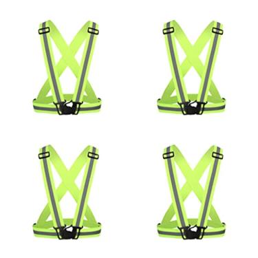 Imagem de DLTWXY Colete refletivo de corrida 4 peças colete refletivo elástico ajustável de alta visibilidade adequado para corrida noturna, ciclismo, motocicleta, corrida, passeio, cão, 4 peças, verde