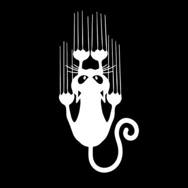 Imagem de 1 Adesivo Gato Arranhado 37,65 cm X 20 cm - Branco - Jhow Adesivos