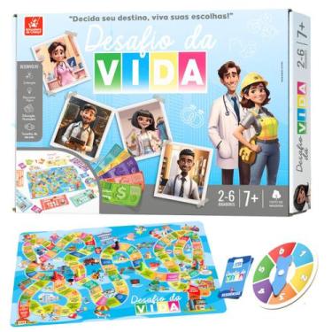 Imagem de Desafio Da Vida Jogo Educativo De Madeira 2 a 6 Jogadores - Brincadeir