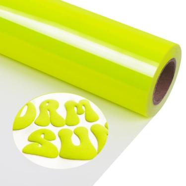 Imagem de TORC Vinil De Transferência Térmica Neon Yellow Puff 3D Htv, 30,5 Cm X 3 M, Para Camisetas, Chapéus, Bolsas, Corte E Remoção Fáceis, Compatível Com Cricut, Artesanato Faça Você Mesmo, Design Vestuár