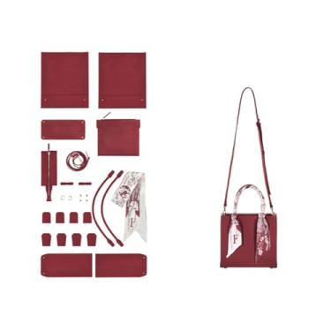 Imagem de POPSEWING Mini bolsa de mão de couro de grão superior, kit faça você mesmo, bolsa de ombro transversal com kits de costura para mulheres, meninas, kit de bolsa de couro DIY para presente personalizado