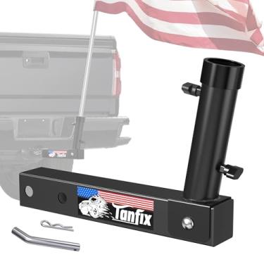 Imagem de Tanfix Suporte de mastro de bandeira de engate, suporte de mastro de bandeira resistente para engate de 4 cm, 2 modelos (furo único e furo duplo com design), suporte de bandeira para jipe, caminhão,