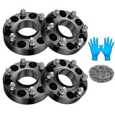 Imagem de BDFHYK Espaçadores de roda 6 x 5,5 compatíveis com 1,5 polegadas (38 mm) Ram1500 2019-2022 6x139,7 mm Rosca Pitch M14x1,5 pinos e espaçador de rodas sólidas centralizadas de cubo de 77,8 mm, preto