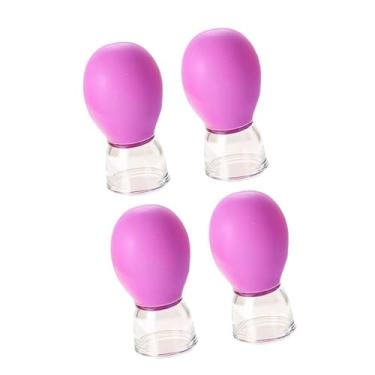 Imagem de MotiveTech Conjunto de 4 ventosas faciais Conjunto de terapia de ventosas Sucção a vácuo para transportar massagista Costas Coxa Braço Pernas Massagem Terapia, Roxo