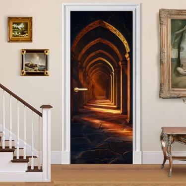 Imagem de BVBOX Adesivos de decalque de porta 3D, murais de parede de vinil autoadesivos, capas decorativas para móveis, decoração de casa, resistente a rugas, à prova d'água