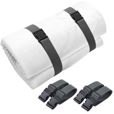 Imagem de Wowangce 4 peças 152.4 cm x 5.1 cm alças ajustáveis de espuma de memória tiras de embalagem com fivelas para mudança ou armazenamento de colchão em casa, cinza escuro