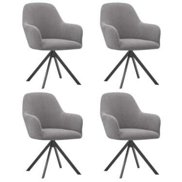 Imagem de Lzyjckh Capa elástica para cadeira de jantar com braços, Protetor para poltrona giratória, Capa para cadeira de escritório, Para penteadeira, sala de estar, quarto,Gray,4PCS