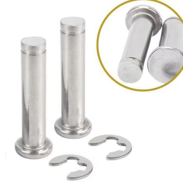 Imagem de 2 Pino PASSADOR Cabeça Plana M8 100MM ANEL EIXO CIRCLIP INOX - CJFIX