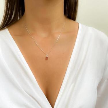 Imagem de Colar com Pingente Zircônia Turmalina Rosa Oval de Prata 925 - Gioh Jo