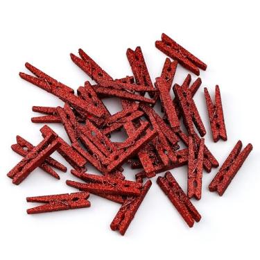 Imagem de 50 pregadores de roupa de madeira com glitter – prendedores de roupa pequenos brilhantes, alfinetes de roupas coloridos de 5 cm para artesanato DIY, decoração de festa, fotos de clipe, presentes de