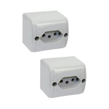 Imagem de 2 Tomada Sobrepor 2p+t 250V 10A Cinza Silentoque Pial