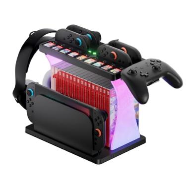Imagem de Uxilep Switch 2 Storage Station,Charging Dock for Switch2 Joycons,Multifunctional Organizer Rack for Nintendo Switch 2 Accessories with 16 Games Discs & 9 Game Cards Slot,Pro Controller Holder