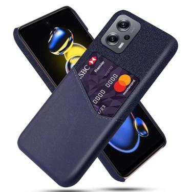 Imagem de Capa para Xiaomi Redmi Note 11T PRO+,Tela e tampa de couro PU,Antideslizante,360°cobertura completa à prova de choque com 1 slot de cartão atrás,Prevenção de queda-Blue