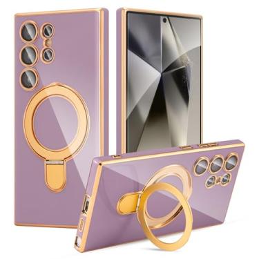 Imagem de ZTOFERA Capa Com Suporte Invisível E Anel Para Samsung Galaxy S24 Ultra [Compatível Magsafe] [Proteção Contra Quedas Militares] Protetor De Tela Galvanizado - Roxo Sólido