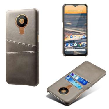 Imagem de Capas Compatível com Nokia 5.4,Caso de couro PU-Tampa de telefone a prova de choque com 2 slots de cartão,Proteção anti-impressão digital e anti-gota-Grey