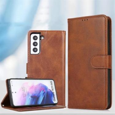 Imagem de HJZSZX Para Samsung Note 10 Lite Capa de couro magnética tipo carteira com suporte para cartão (para Samsung Note 10 Lite/marrom)