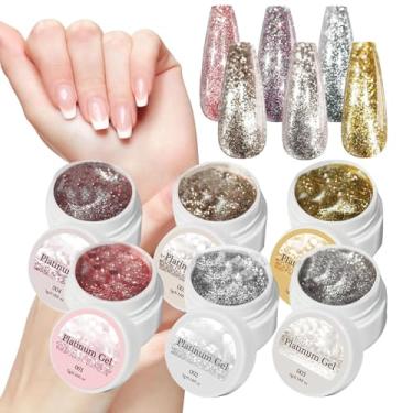 Imagem de Esmalte Gel para Unhas com Glitter | 6X Gel De Platina De Alta Densidade Para Pintura | Decoração Brilhante Para Manicure Em Casa, Viagens, Feriados E Estilo Diário