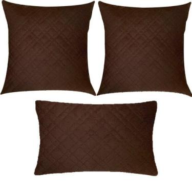 Imagem de Kit 3 Almofadas Composê Matelassê Marrom Liso - Sua Casa Decor