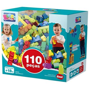 Imagem de Brinquedos Educativos para Crianças e Pré-Escolares, Conjunto de Blocos de Construção, Blocos de Montar Infantil Educativo, Blocolândia DISMAT (110 Peças)