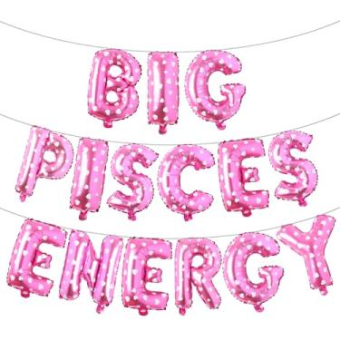 Imagem de Faixa multicolorida de balões de energia de Peixes, decorações de festa de aniversário, aniversário de peixes, letras de 41 cm, aniversário de 21 anos, aniversário de 30 anos, (grande coração rosa de