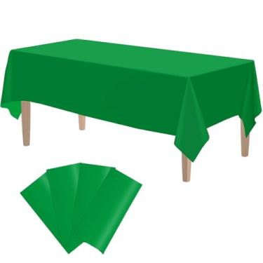 Imagem de OULIGET Toalhas de mesa de plástico, capas de mesa descartáveis, capas de mesa para festa de chuveiro, toalhas de mesa para piquenique, aniversário, festas de casamento, uso de mesa retangular de 2,4