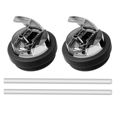 Imagem de Tampa Flip Straw à prova de vazamento para Stanley 1,134 g Tumbler Quencher, pacote com 2 com canudo, modos de uso duplo, reutilizável, tampas de substituição Stanley, com capa à prova de poeira