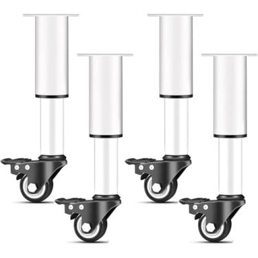Imagem de Pernas De Móveis Ajustáveis De Metal Com Rodas Giratórias 4 Peças Pernas De Mesa Ajustáveis Para Prateleira De Armazenamento De Armário Cadeira Cômoda Mesa De Centro, B, 24cm