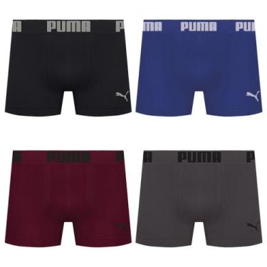 Imagem de Kit 4 Cuecas Puma Boxer Sem Costura Masculina, Preto, Cinza, G