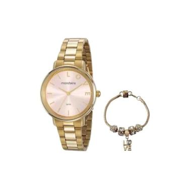 Imagem de Kit Relógio Feminino Analógico com Pulseira Love Dourado