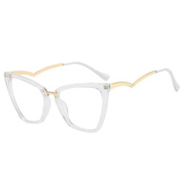 Imagem de Armação para óculos de sol femininos anti-luz azul, tamanho grande (transparente)