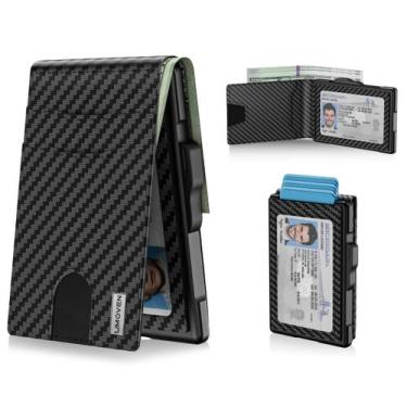 Imagem de Capa dobrável Wallet Umoven em couro com bloqueio de RFID para homens