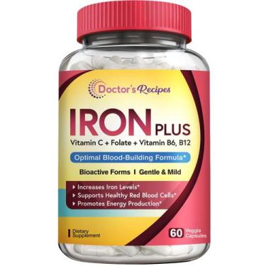 Imagem de Suplemento de ferro Doctor's Recipes Iron Plus 60 cápsulas veganas