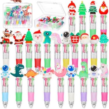 Imagem de Humyoun 24 canetas esferográficas multicoloridas de Natal, 4 em 1, divertidas, retráteis, desenhos animados, esferográficas, aniversários, feriados, escritório, material de escrita e festas infantis
