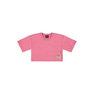 Imagem de Blusa Básica Manga Curta Cropped em Moletom Gloss, Rosa pink, 18