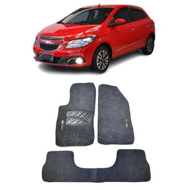 Imagem de Jogo Tapete Carpete Chevrolet Onix 2012 a 2019 Com Logo Bordado Grafit