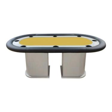 Imagem de Mesa de Poker Linha Master com Borda Estofada e Porta Copos Nude - 2,0
