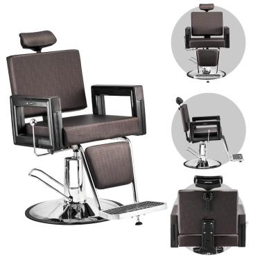 Imagem de Cadeira de Cabeleireiro Hidráulica e Reclinável Dompel Square Barber Marrom