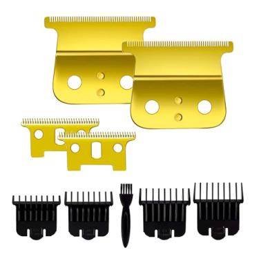 Imagem de 2 peças de lâminas de substituição compatíveis com Andis #04710 e Andis #04521 aparador de cabelo compatível com Andis T Outliner & GTX aparador (ouro)