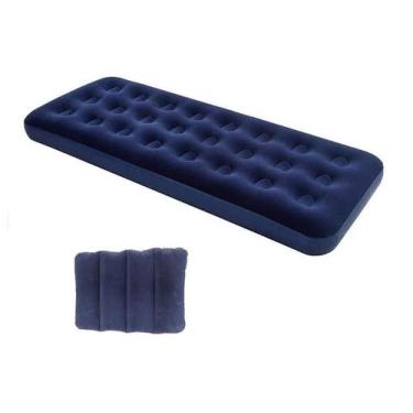 Imagem de Colchão inflável solteiro camping 191 x 73cm + 1 travesseiro - OMEGA