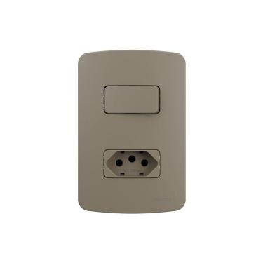 Imagem de Interruptor Simples 10a E Tomada 2p+t 20a Margirius B3 Colors Com Placa 4x2 Argila Argila