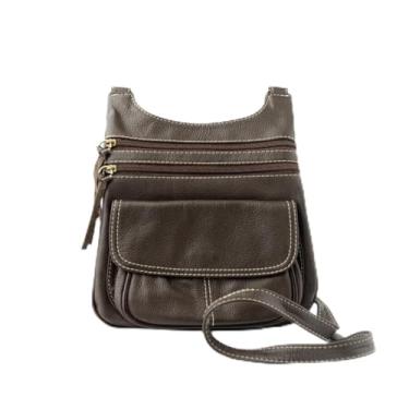 Imagem de Bolsa Feminina Couro Legítimo Tiracolo Transversal Pequena (Café)