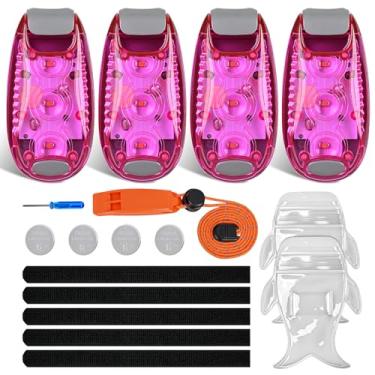Imagem de Nilight Luz LED de segurança, 4 peças, luzes traseiras de navegação marítima rosa, três modos, à prova d'água, refletor, engrenagem com clipe no flash, lâmpada indicadora estroboscópica para passeios