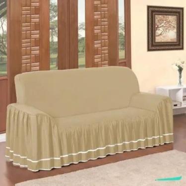 Imagem de Capa De Sofá 2 Lugares Dalia Tecido Microfibra Luxo Com Babado - ARETH