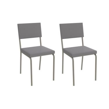 Imagem de Kit 2 Cadeiras de Cozinha Zaria 2C128 Aço 2 Uni Niquel/Suede Cinza - Kappesberg