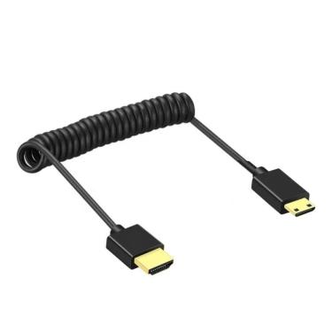 Imagem de 2X Cabo Câmera Monitor Mola Espiral Hdmi X Mini-Hdmi 2.0 4K