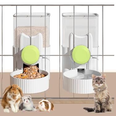 Imagem de kathson Dispensador automático de comida e água para animais de estimação, alimentador automático de coelho por gravidade para gaiola, conjunto de comedouro e bebedouro de porquinho-da-índia, tigela