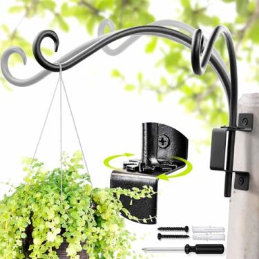 Imagem de Qiang Ni Suporte giratório para plantas: cabide de alimentador de pássaros de 30,5 cm para montagem na parede externa - Gancho de planta externa resistente para pendurar cestas de flores